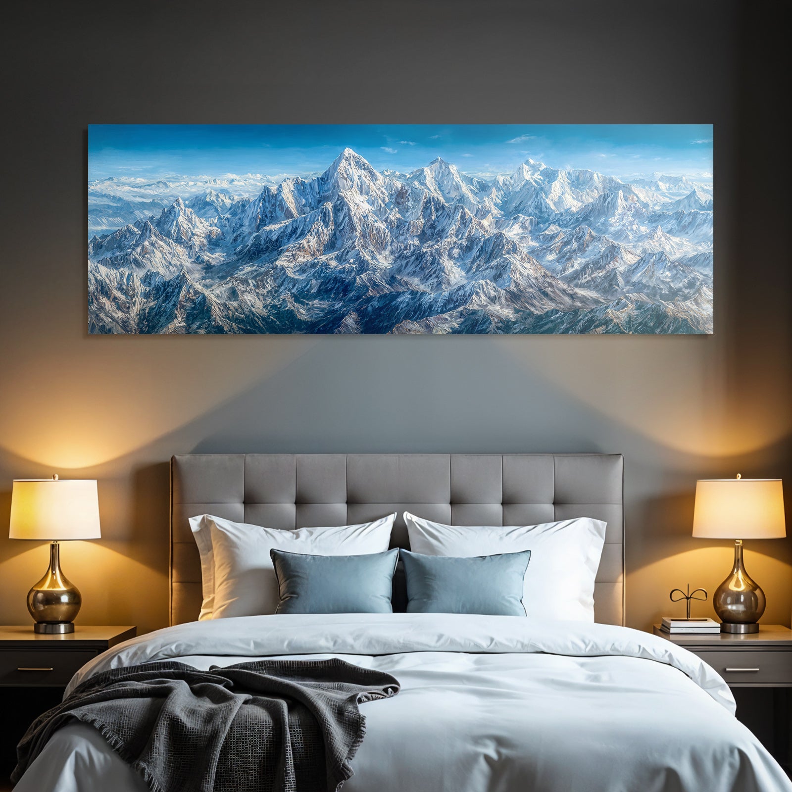 Winter Snow-capped Peaks Mountain Landscape Painting Digital Art