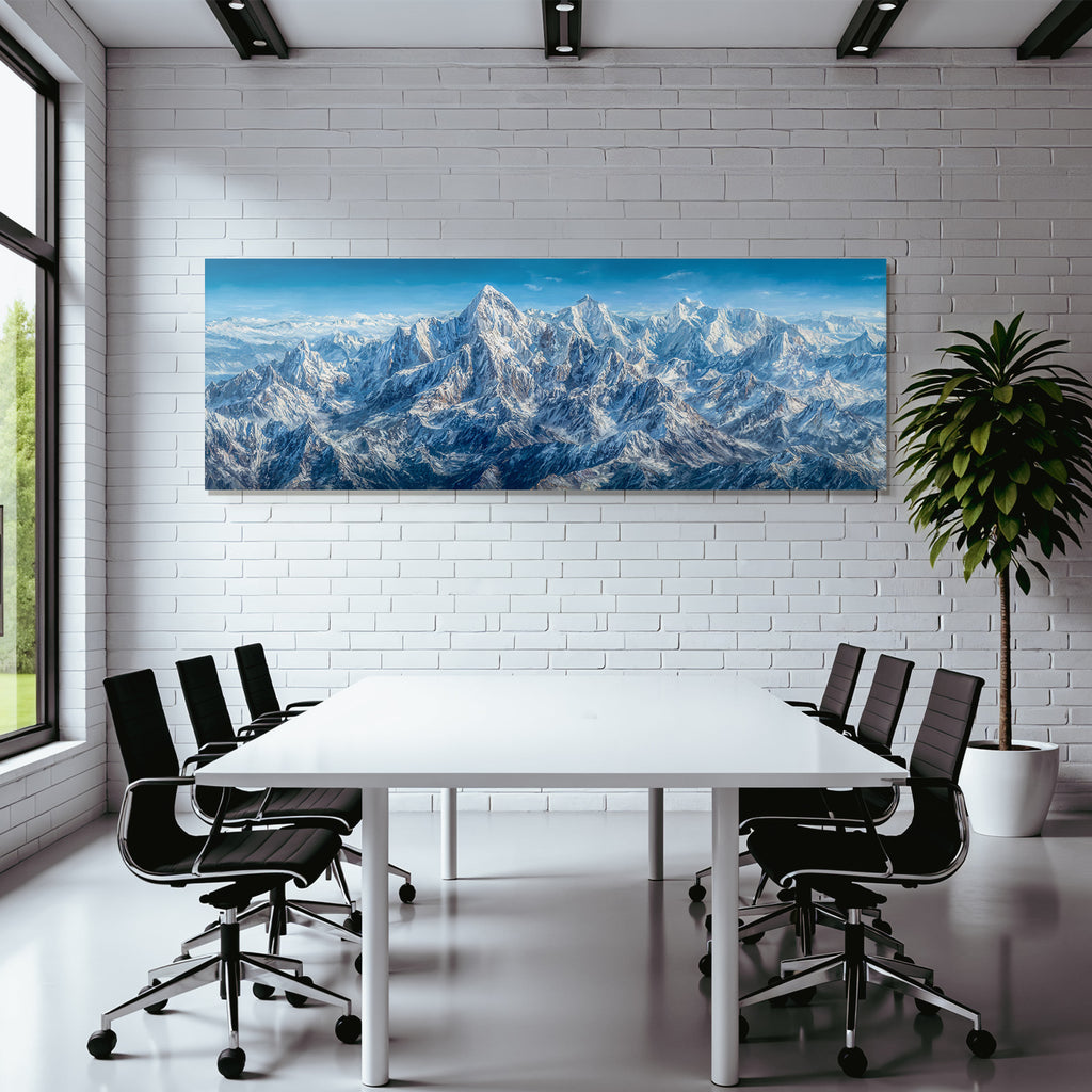 Winter Snow-capped Peaks Mountain Landscape Painting Digital Art