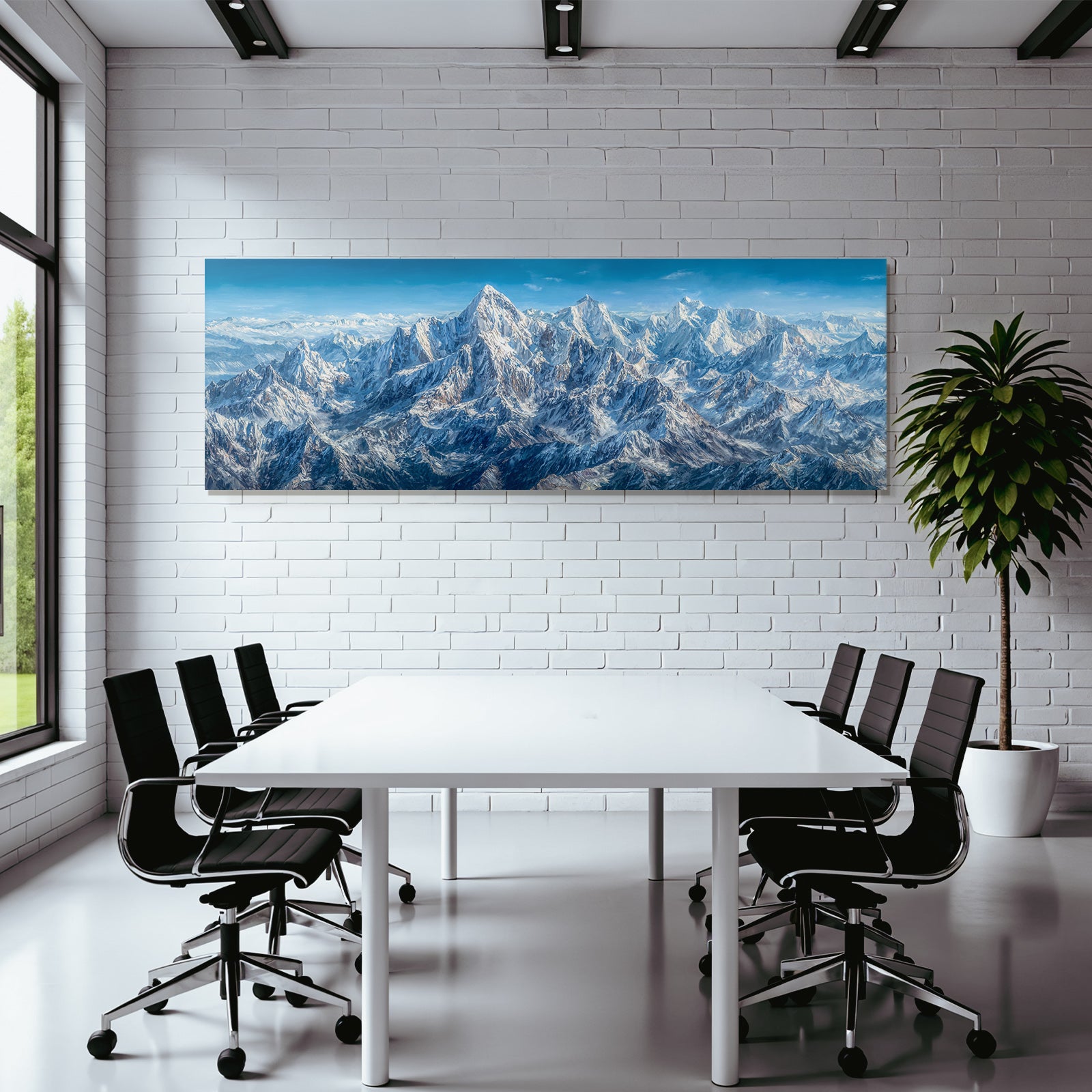 Winter Snow-capped Peaks Mountain Landscape Painting Digital Art