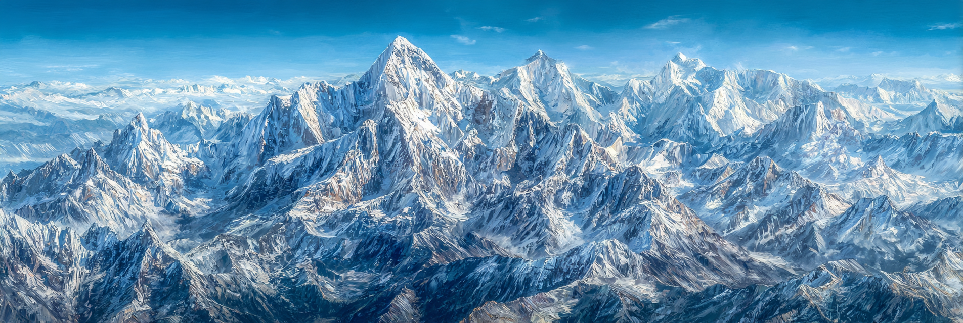 Winter Schneebedeckte Gipfel Mountain Landscape Malerei Digitale Kunst | Winterlandschaften | Landschaften