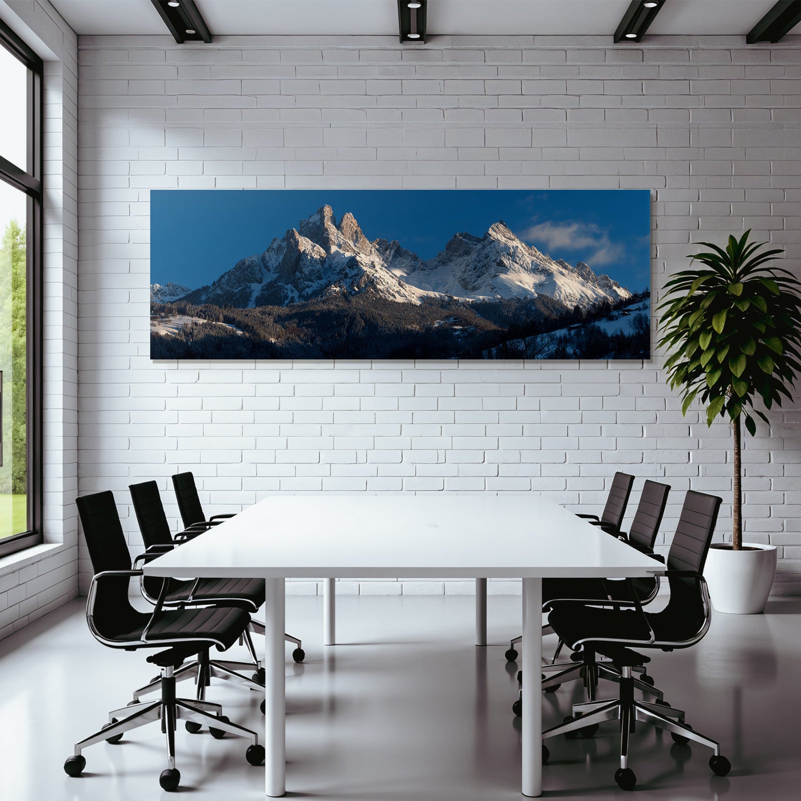 Winter Snowy Alpine Landscape With Evergreen Forest