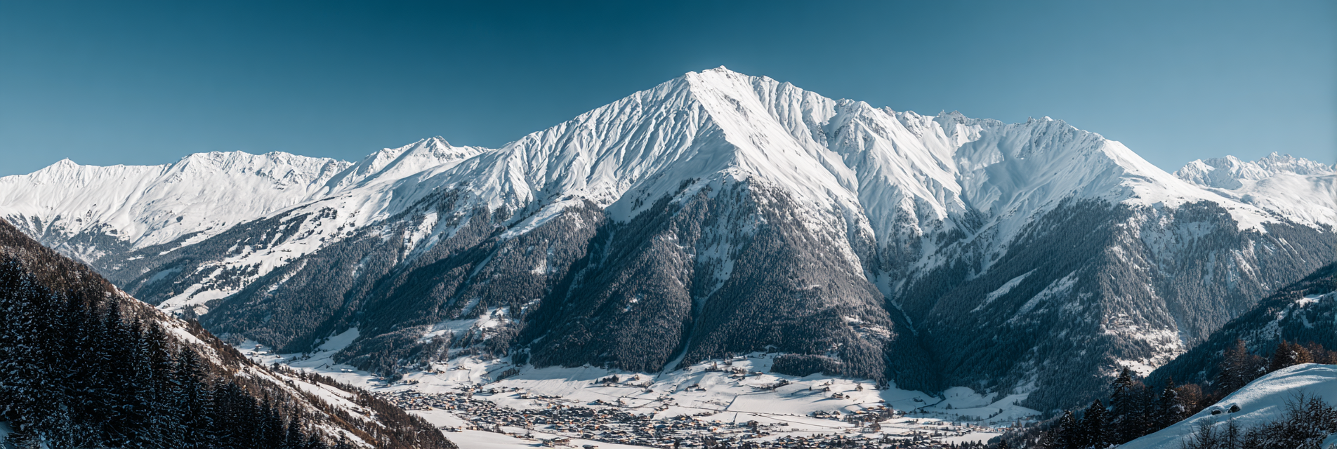 Winter Von Schneebedeckten Bergen Mit Dorf Im Tal | Winterlandschaften | Landschaften