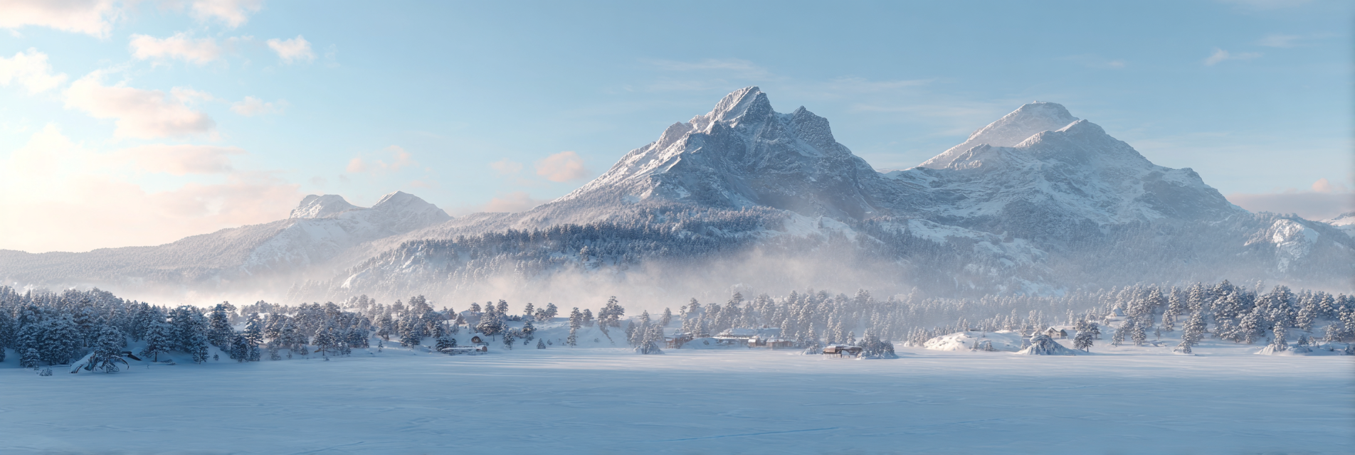 Winter Winterlandschaft Mit Schneebedeckten Bergen Und Wald Unter Blaüm Himmel | Winterlandschaften | Landschaften