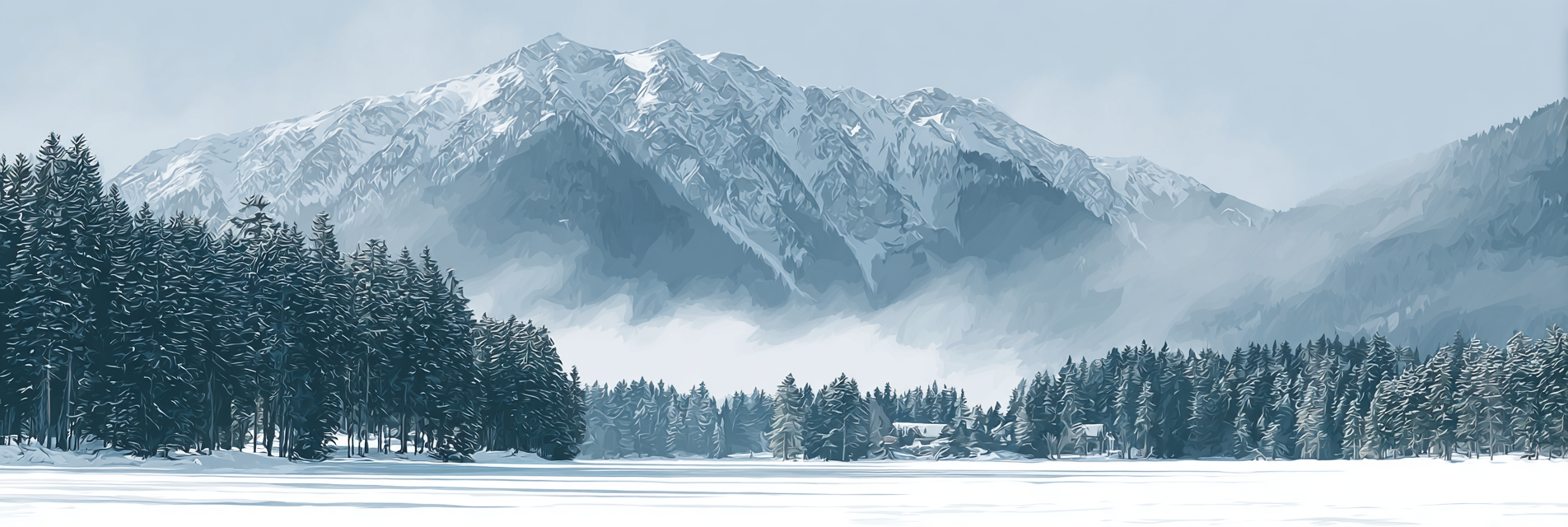 Winter Winterlandschaft Mit Verschneiten Bergen Und Evergreen Bäumen | Winterlandschaften | Landschaften