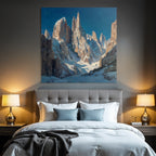 Winter mountain landscape with snow and blue sky