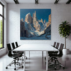 Winter mountain landscape with snow and blue sky