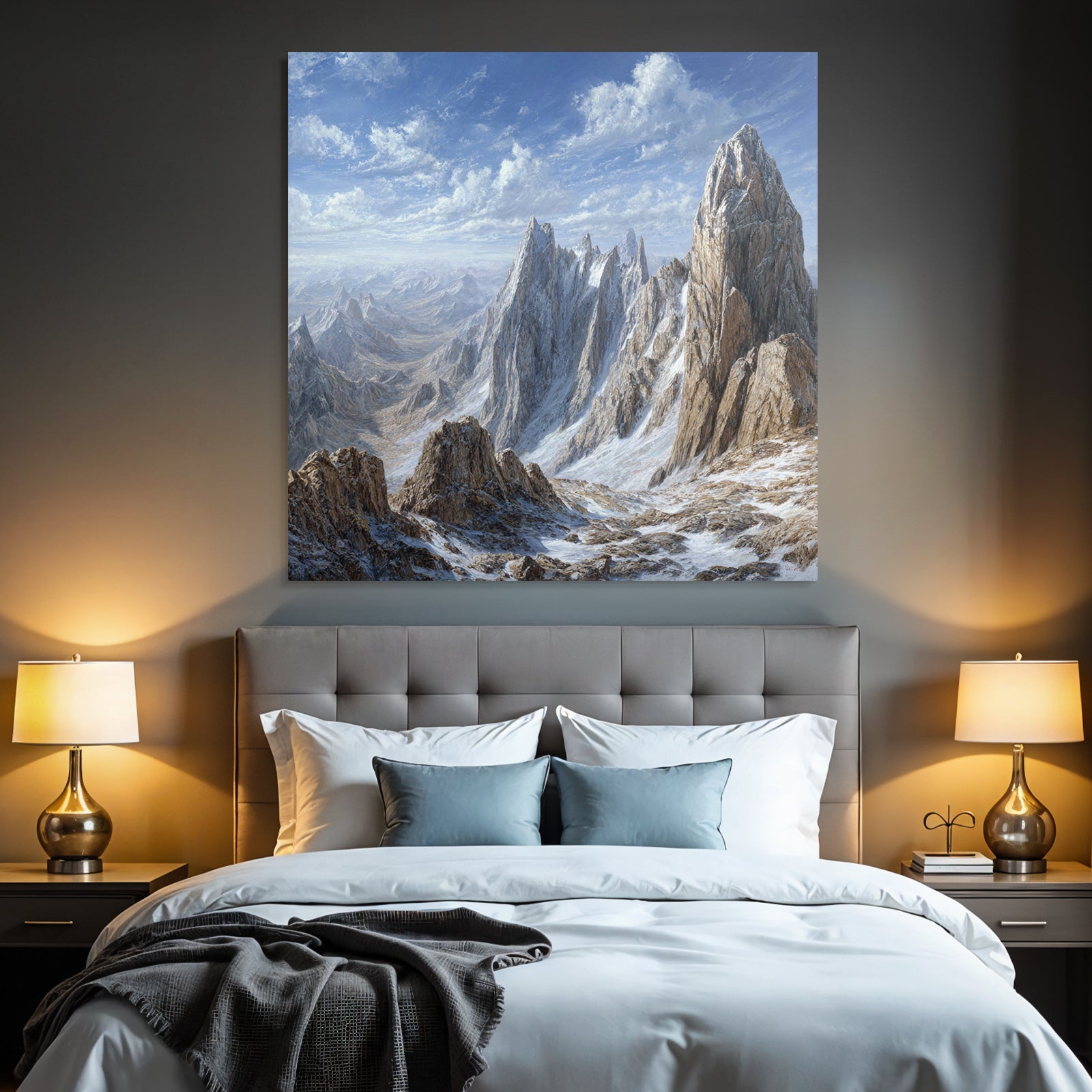 Winter Dramatic Landscape With Mountains Under Blue Sky