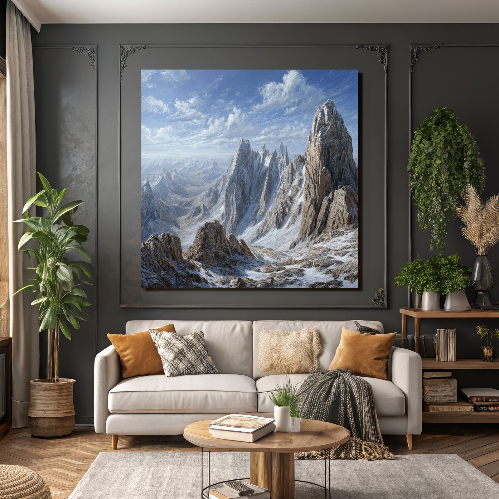 Winter Dramatic Landscape With Mountains Under Blue Sky