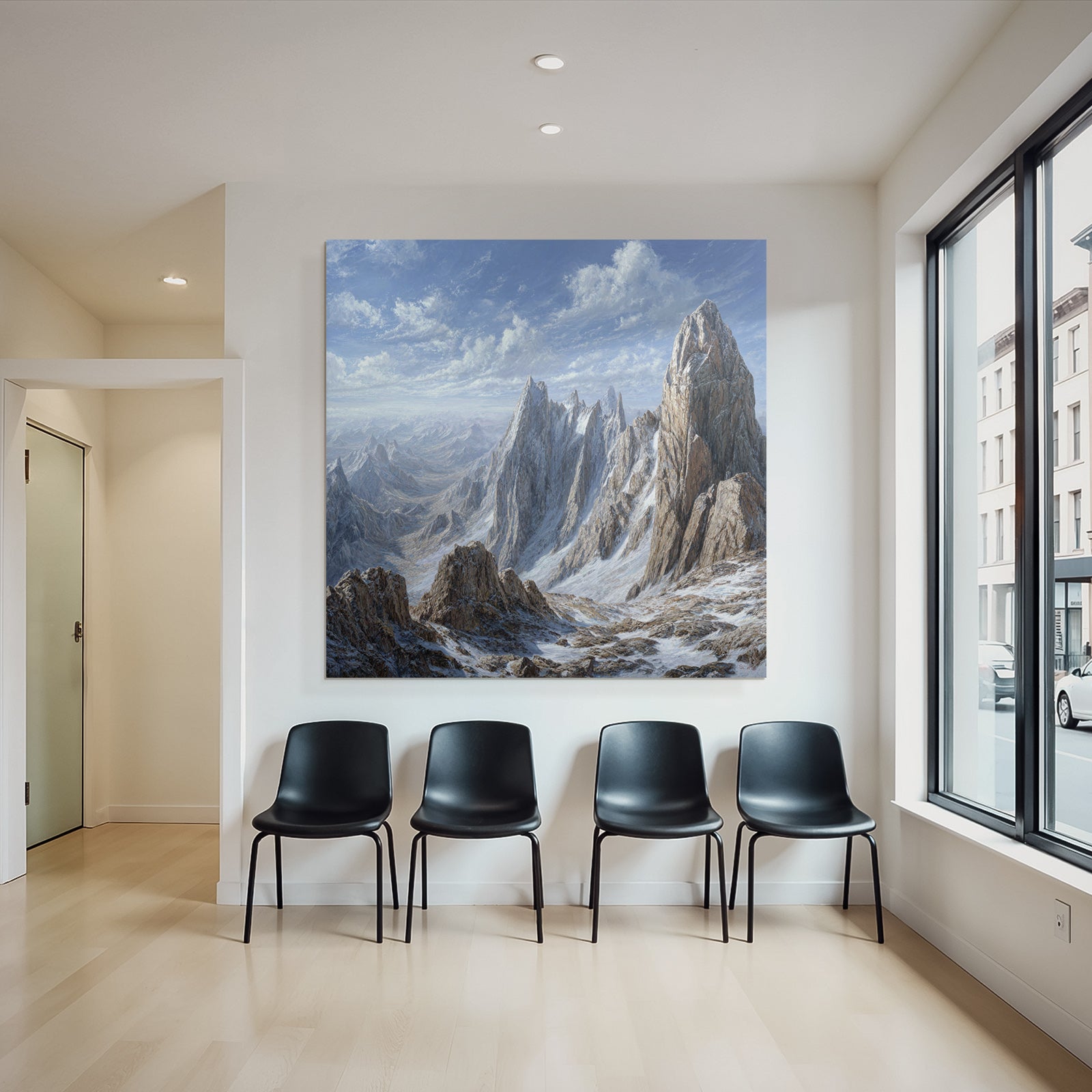 Winter Dramatic Landscape With Mountains Under Blue Sky