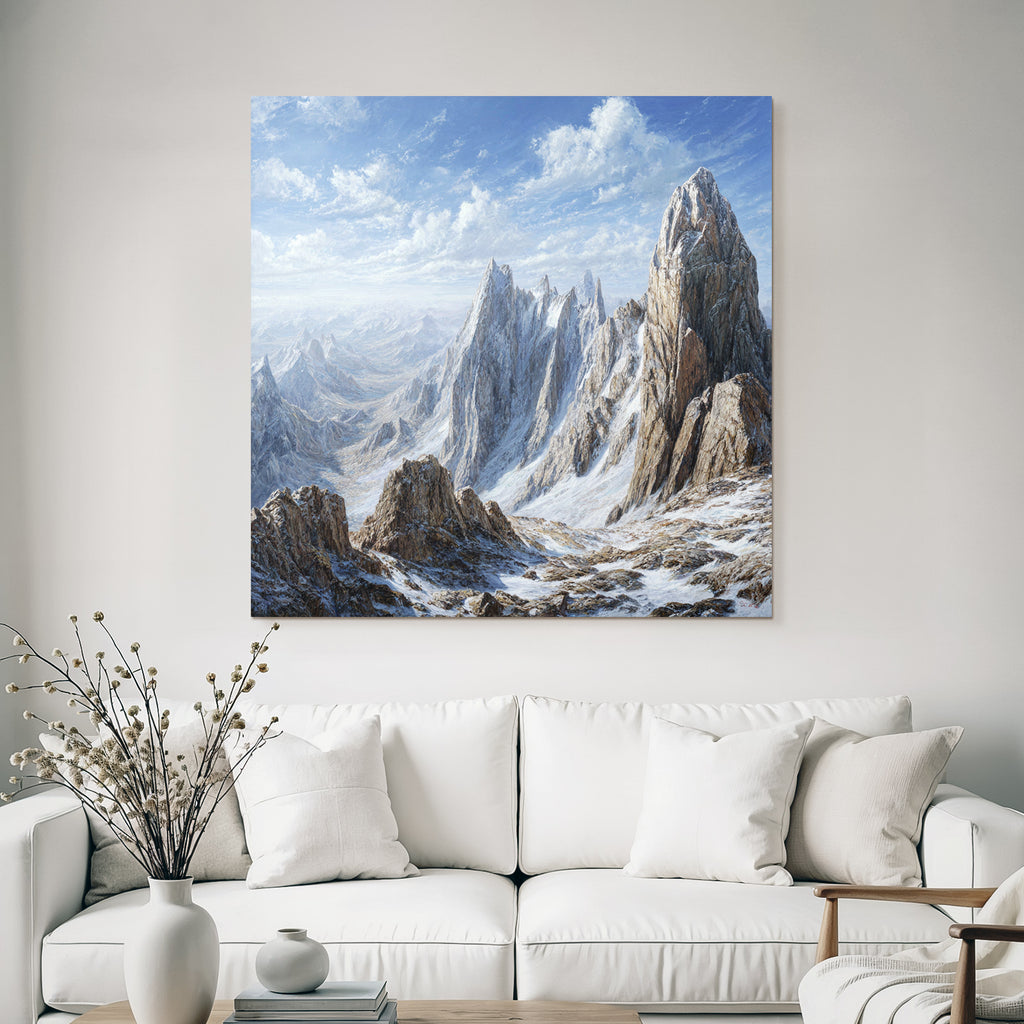 Winter Dramatic Landscape With Mountains Under Blue Sky