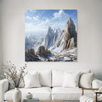 Winter Dramatic Landscape With Mountains Under Blue Sky