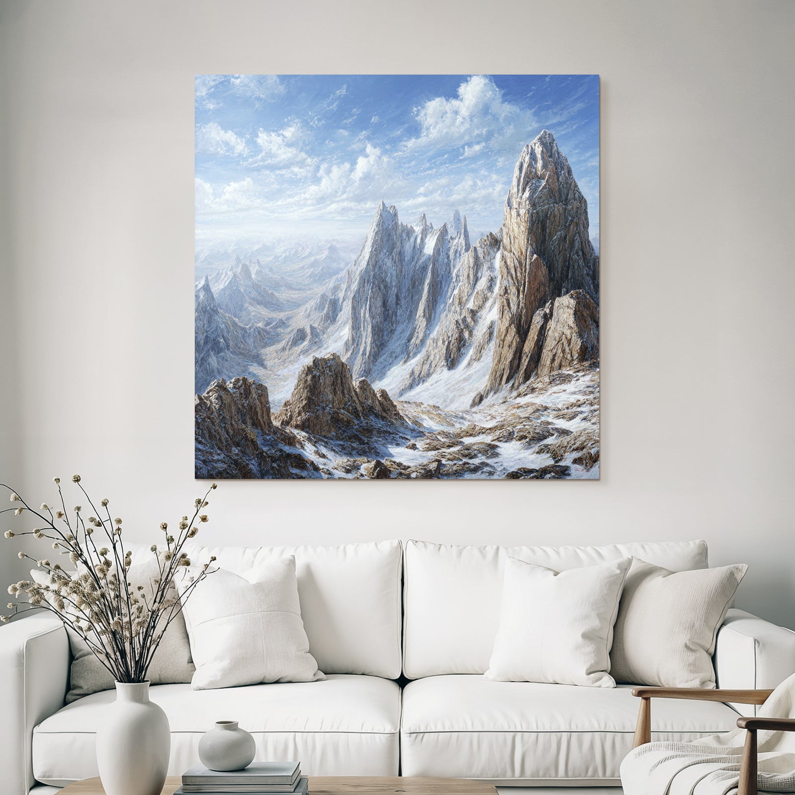 Winter Dramatic Landscape With Mountains Under Blue Sky