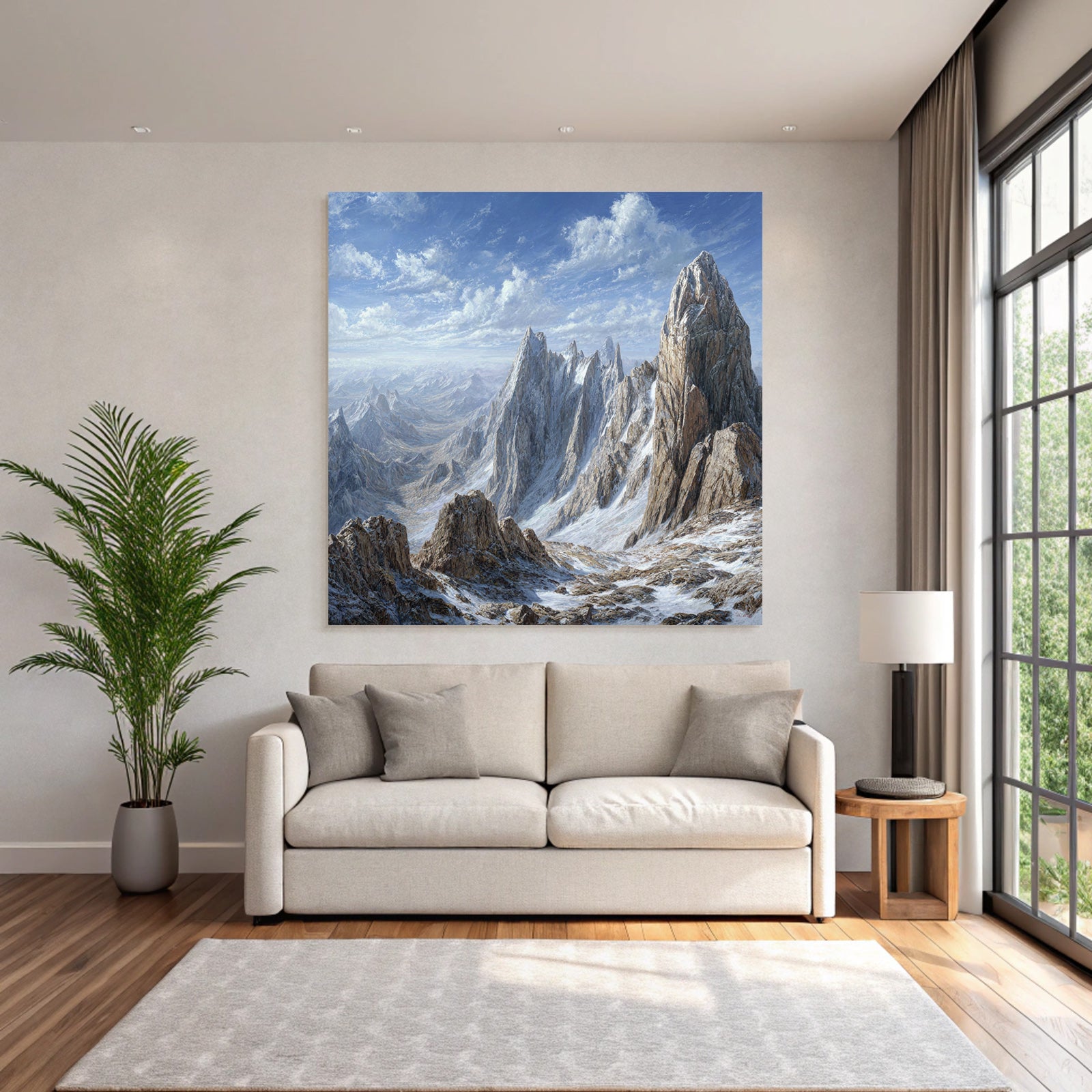 Winter Dramatic Landscape With Mountains Under Blue Sky