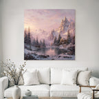 Winter Peaceful winter landscape with snow-capped mountains and calm water