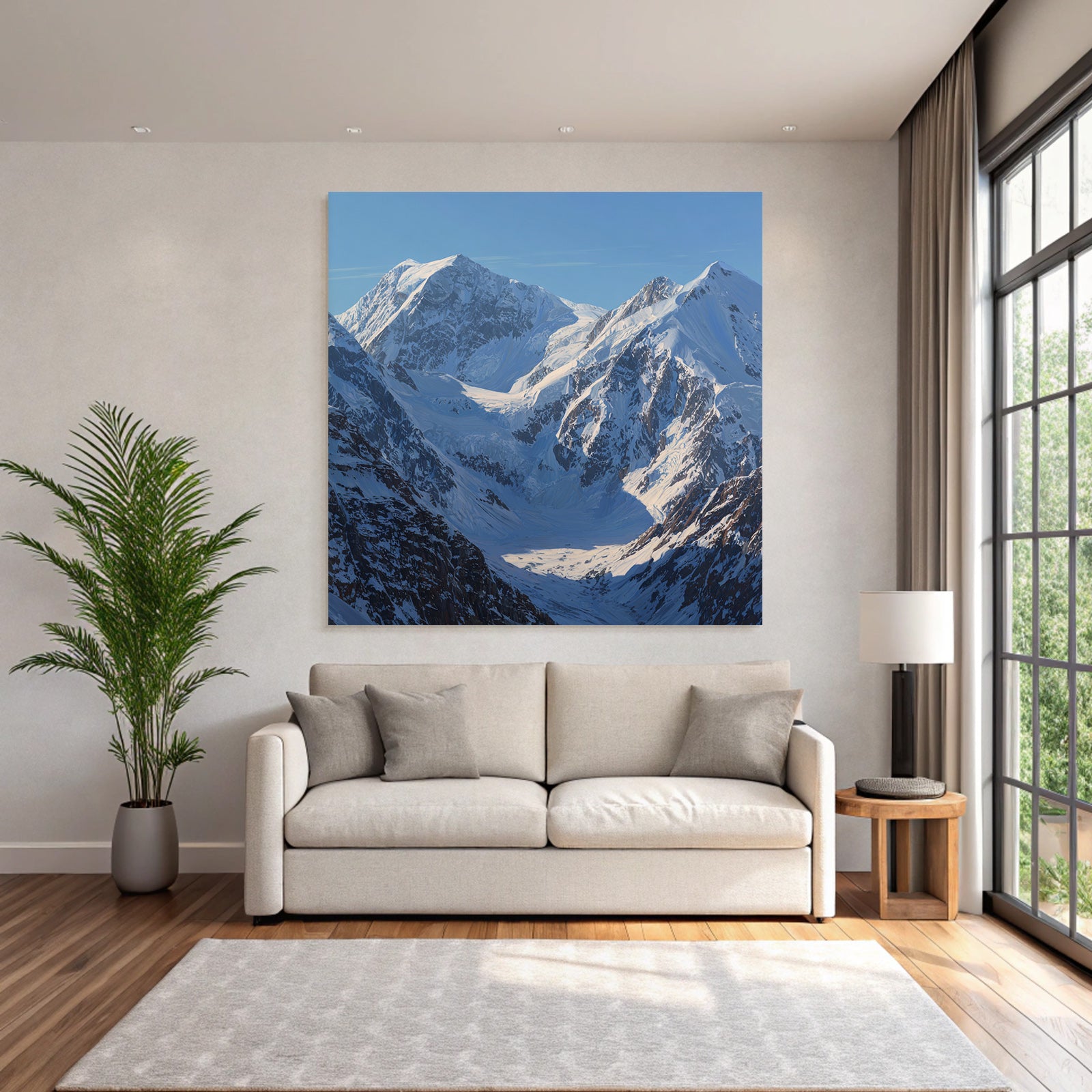 Winter Snow-capped Mountains Glacial Valley Natural Beauty