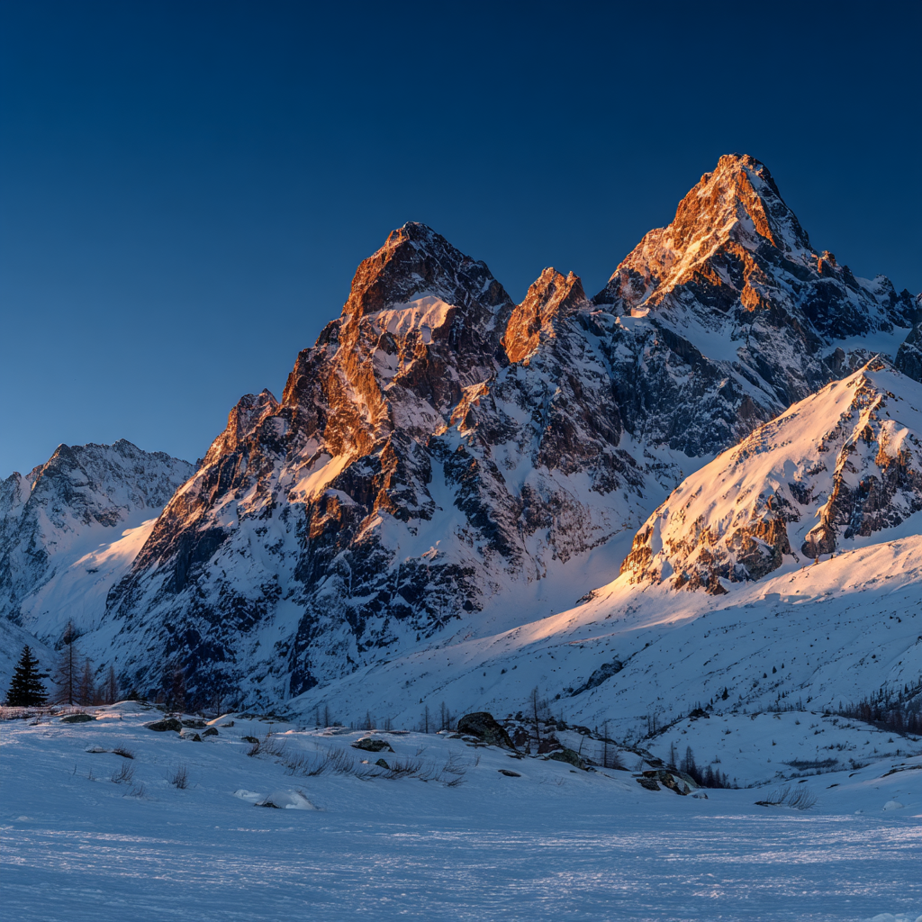 Winter Schneebedeckte Berge Im Sonnenuntergang | Winterlandschaften | Landschaften