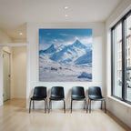 Winter snow-covered mountain landscape with clear blue sky