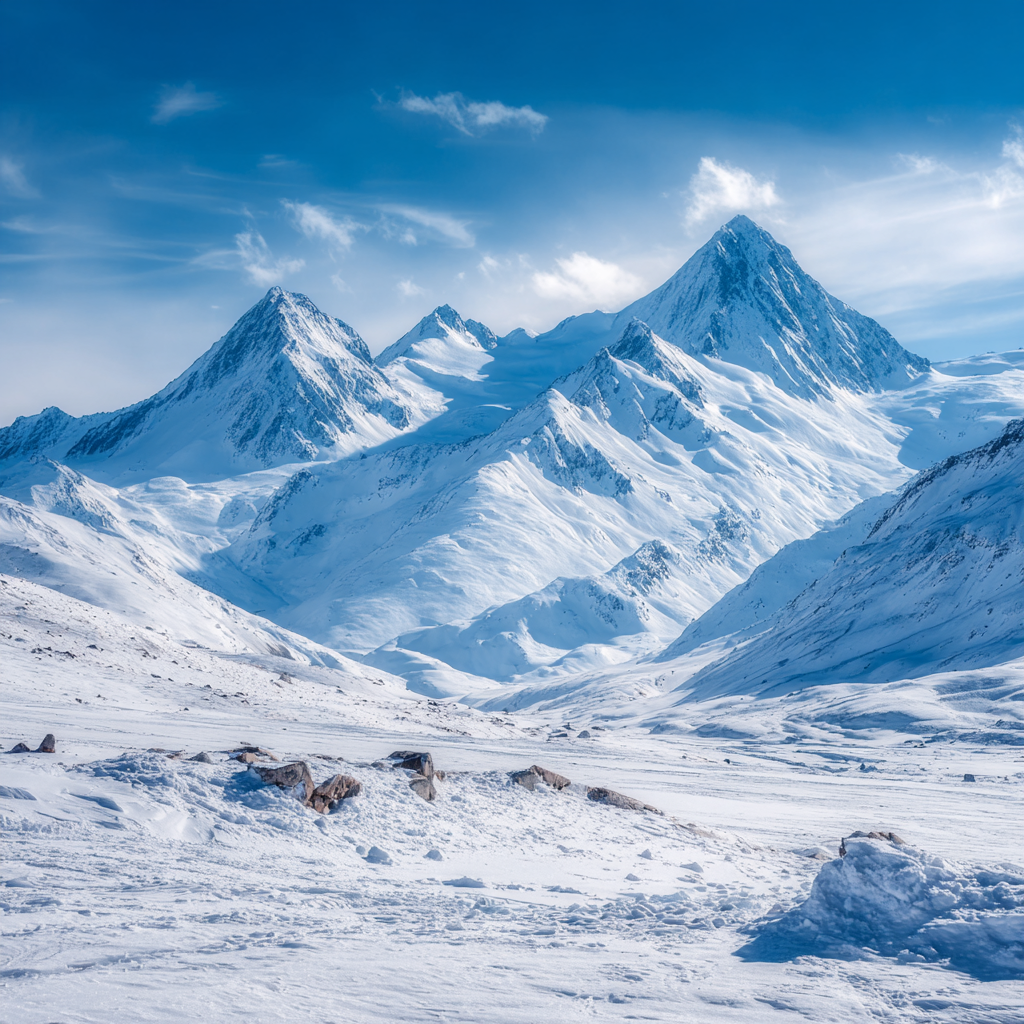 Winter Schneebedeckte Berglandschaft Mit Klar Blaüm Himmel | Winterlandschaften | Landschaften