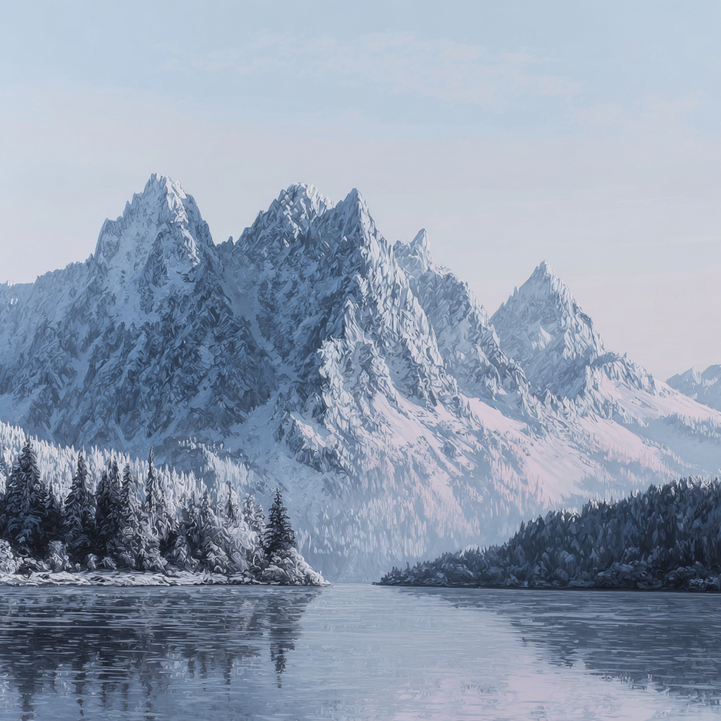 Winter Schneebedeckte Berglandschaft Mit Wasser Reflexion | Winterlandschaften | Landschaften