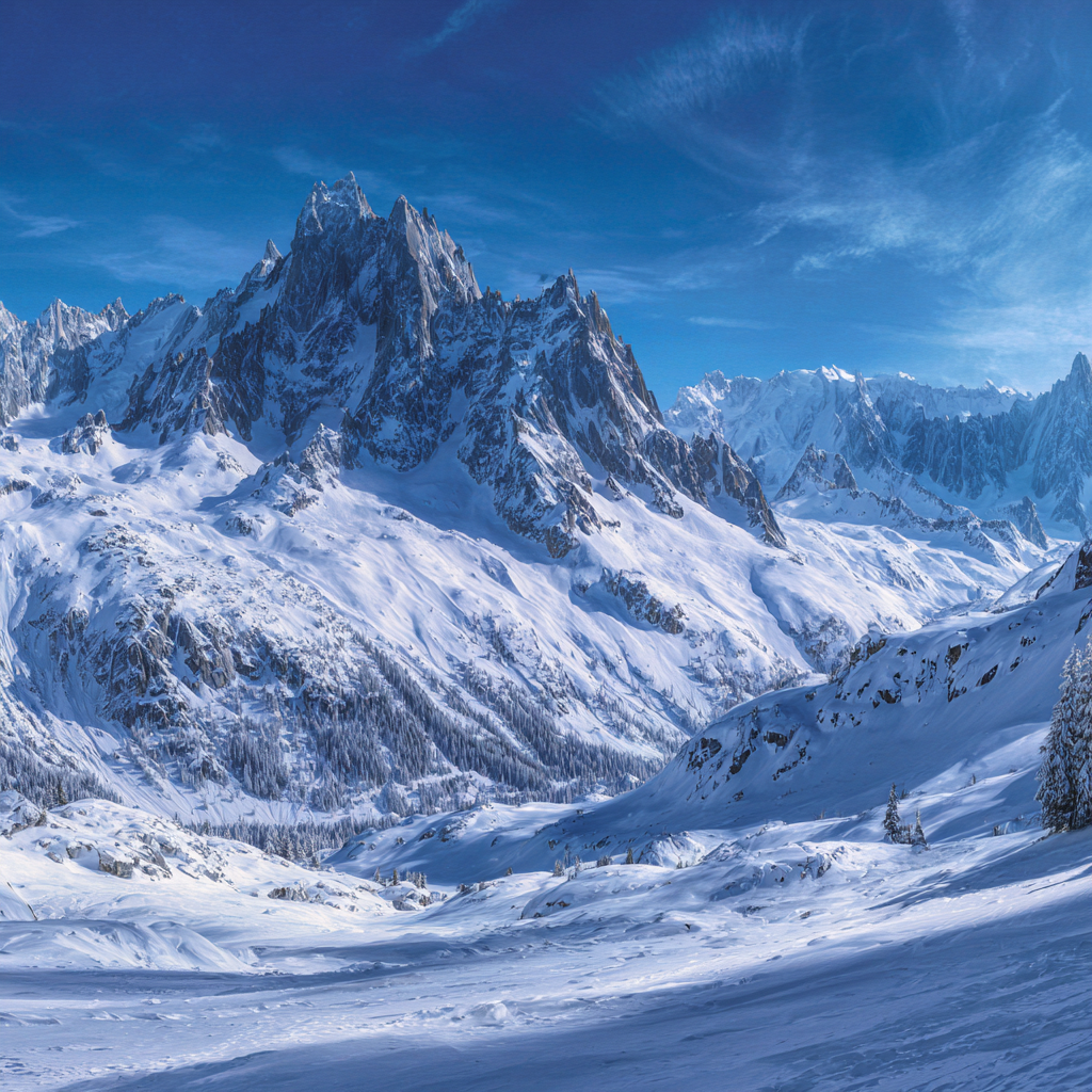 Winter Winterlandschaft Mit Schneebedeckten Bergen Und Klarem Himmel | Winterlandschaften | Landschaften