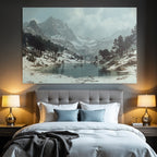 Winter mountain lake winter scene peace and nature