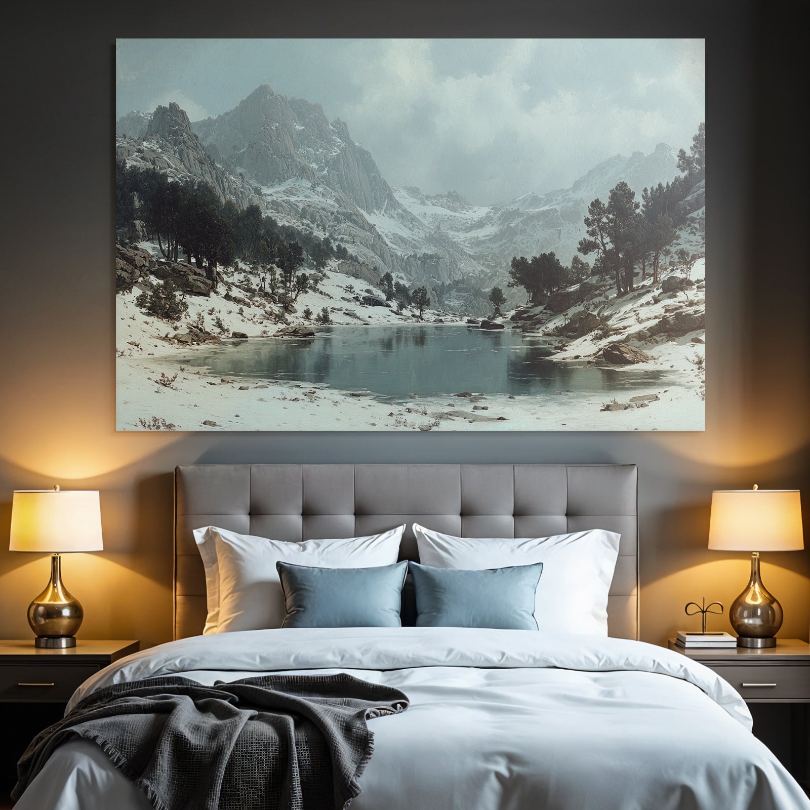 Winter mountain lake winter scene peace and nature