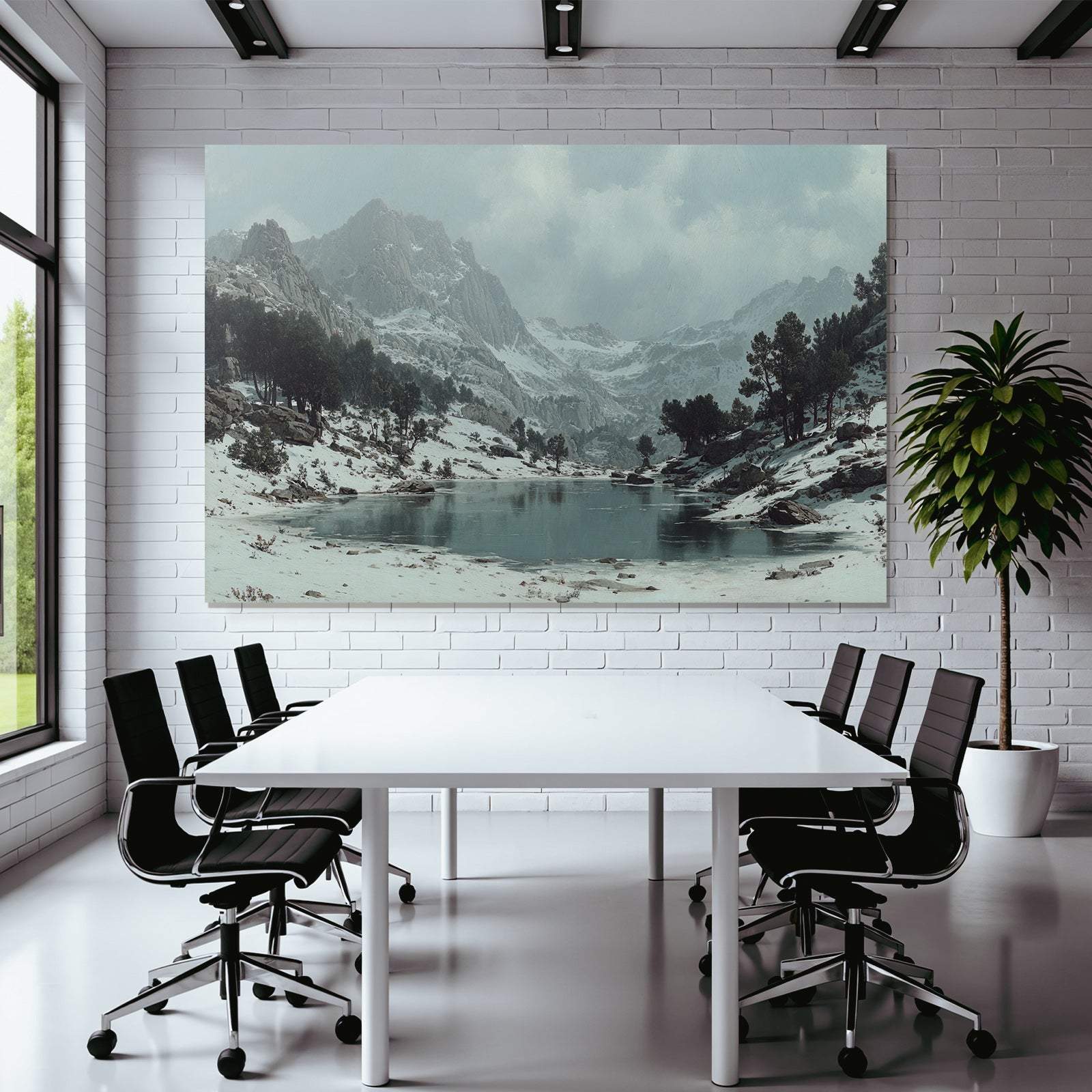 Winter mountain lake winter scene peace and nature