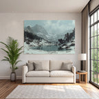 Winter mountain lake winter scene peace and nature