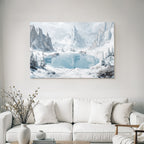 Winter Peaceful winter landscape with mountain lake and pine forest