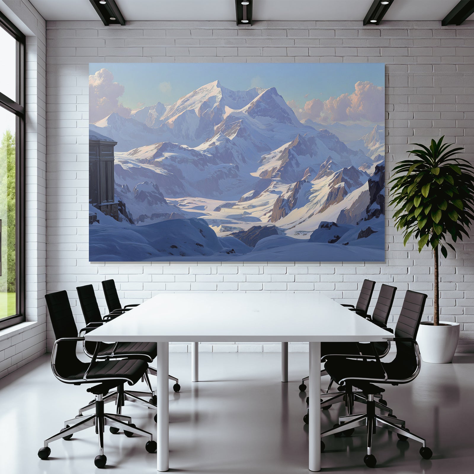 Winter Majestic Snow-Capped Mountains Under a Clear Sky