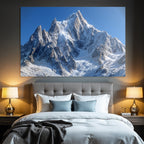 Winter Majestic Snow-Covered Mountain Scene Under a Clear Blue Sky