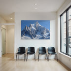 Winter Majestic Snow-Covered Mountain Scene Under a Clear Blue Sky
