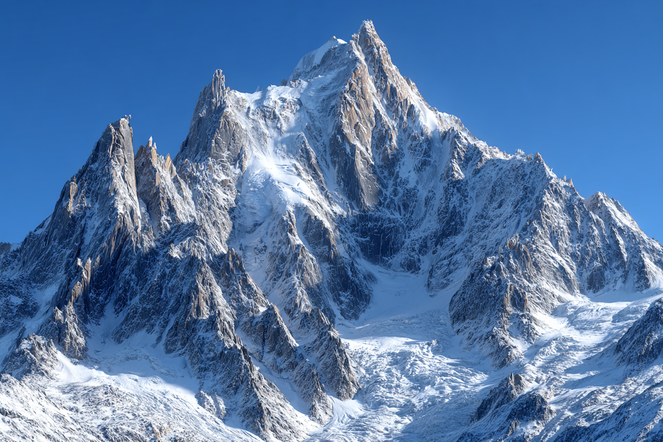 Winter Majestätische Schneebedeckte Gebirgeszene Unter Einem Klaren Blaün Himmel | Winterlandschaften | Landschaften