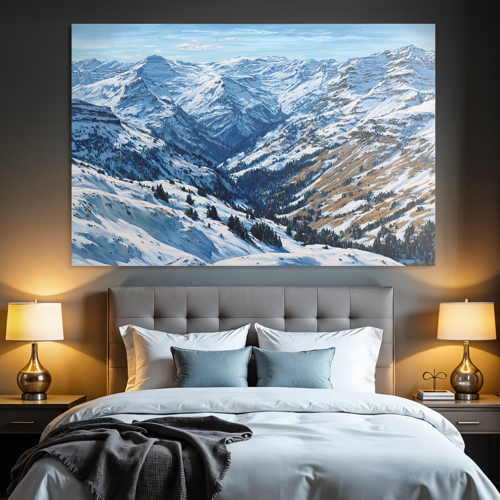 Winter Snowy Mountain Landscape Winter Painting