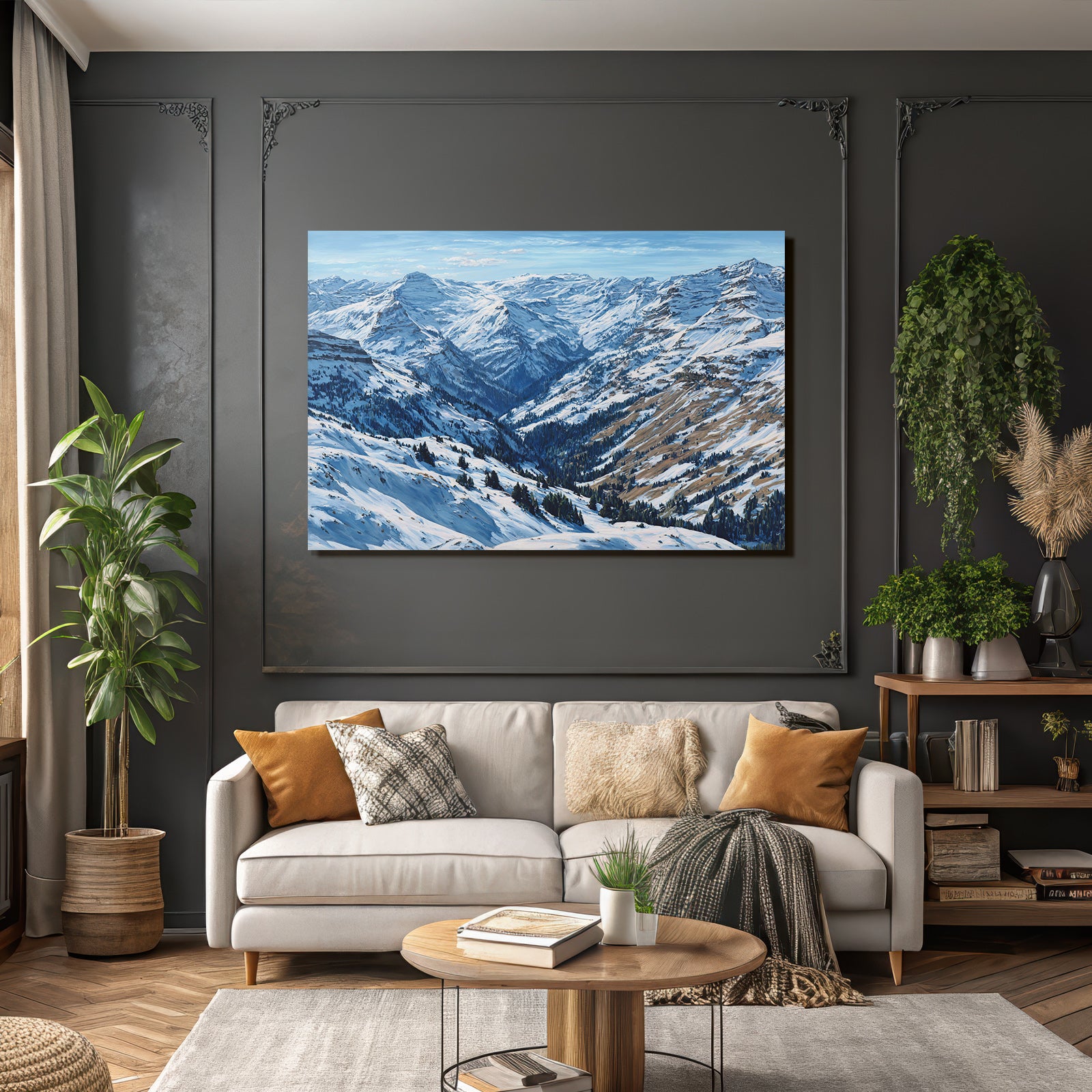 Winter Snowy Mountain Landscape Winter Painting