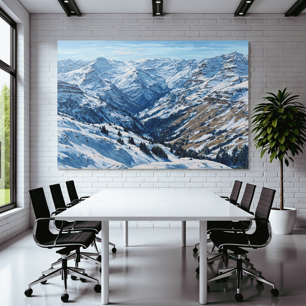 Winter Snowy Mountain Landscape Winter Painting