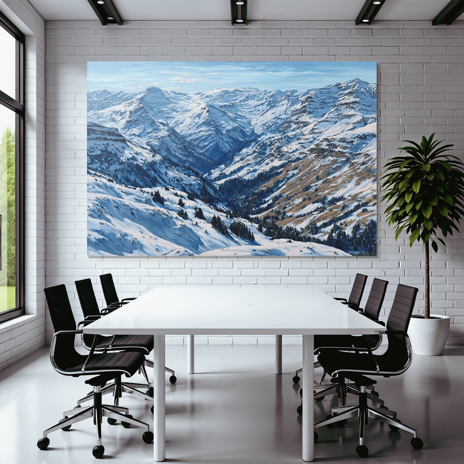Winter Snowy Mountain Landscape Winter Painting
