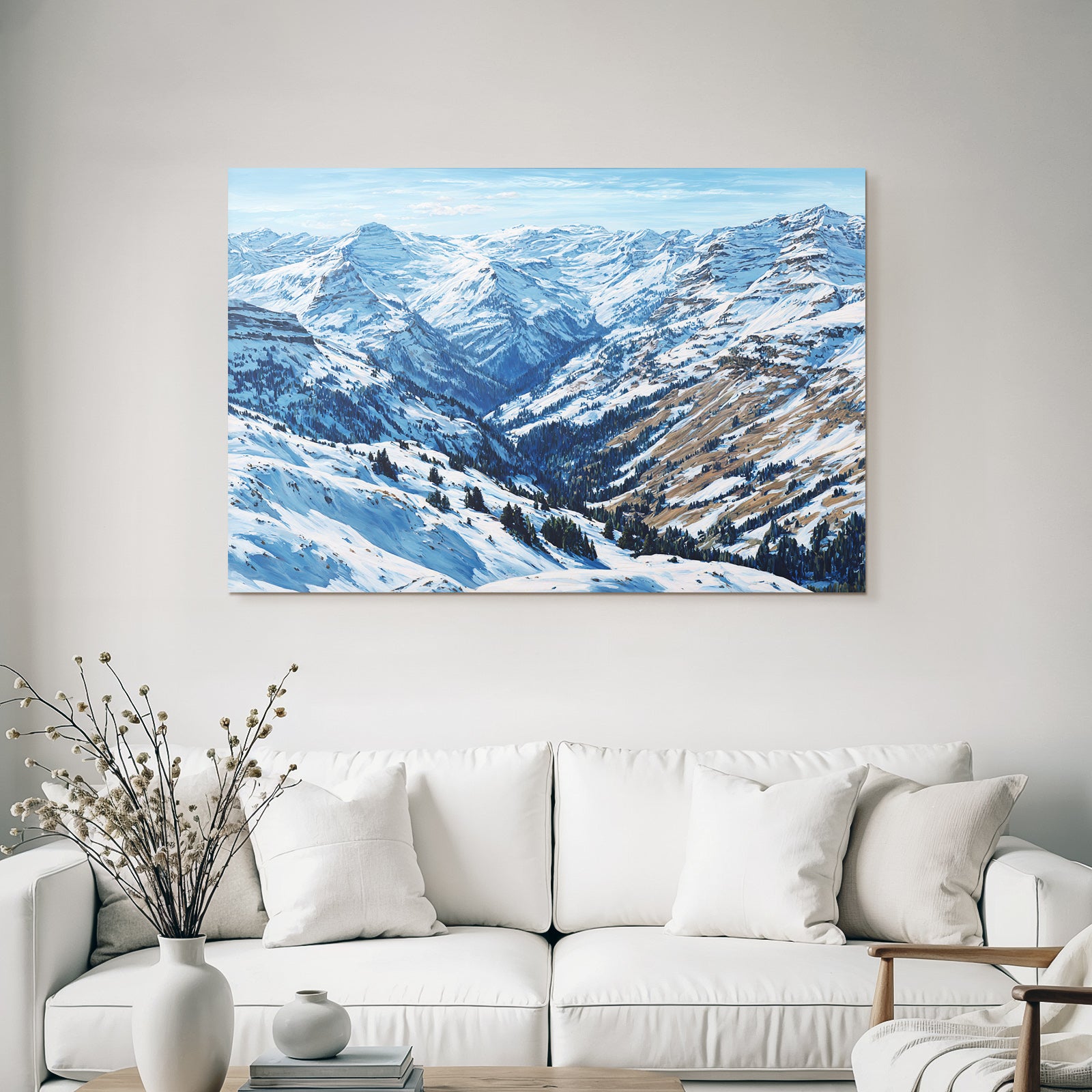 Winter Snowy Mountain Landscape Winter Painting