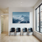 Winter stalactite mountain landscape in snow with blue sky