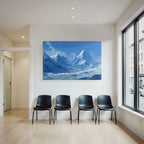 Winter snowy mountain landscape under blue sky