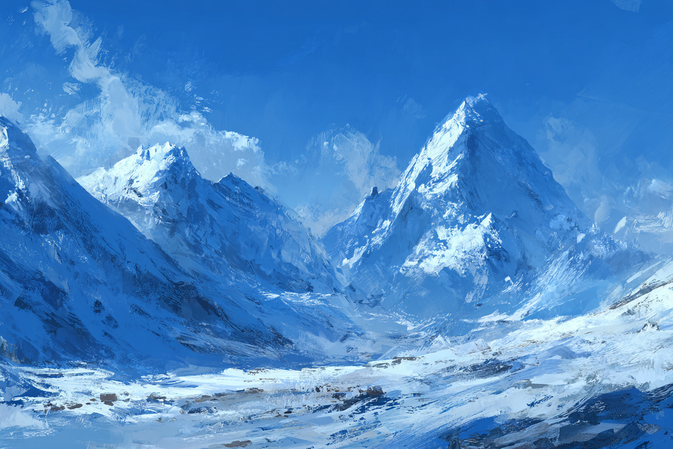 Winter Verschneite Berglandschaft Unter Blaüm Himmel | Winterlandschaften | Landschaften