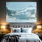 Winter Winter landscape Icy lake Snow-capped mountains Fir trees