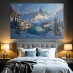 Winter Winter landscape Snow-capped mountains Reflecting lake Holy peace
