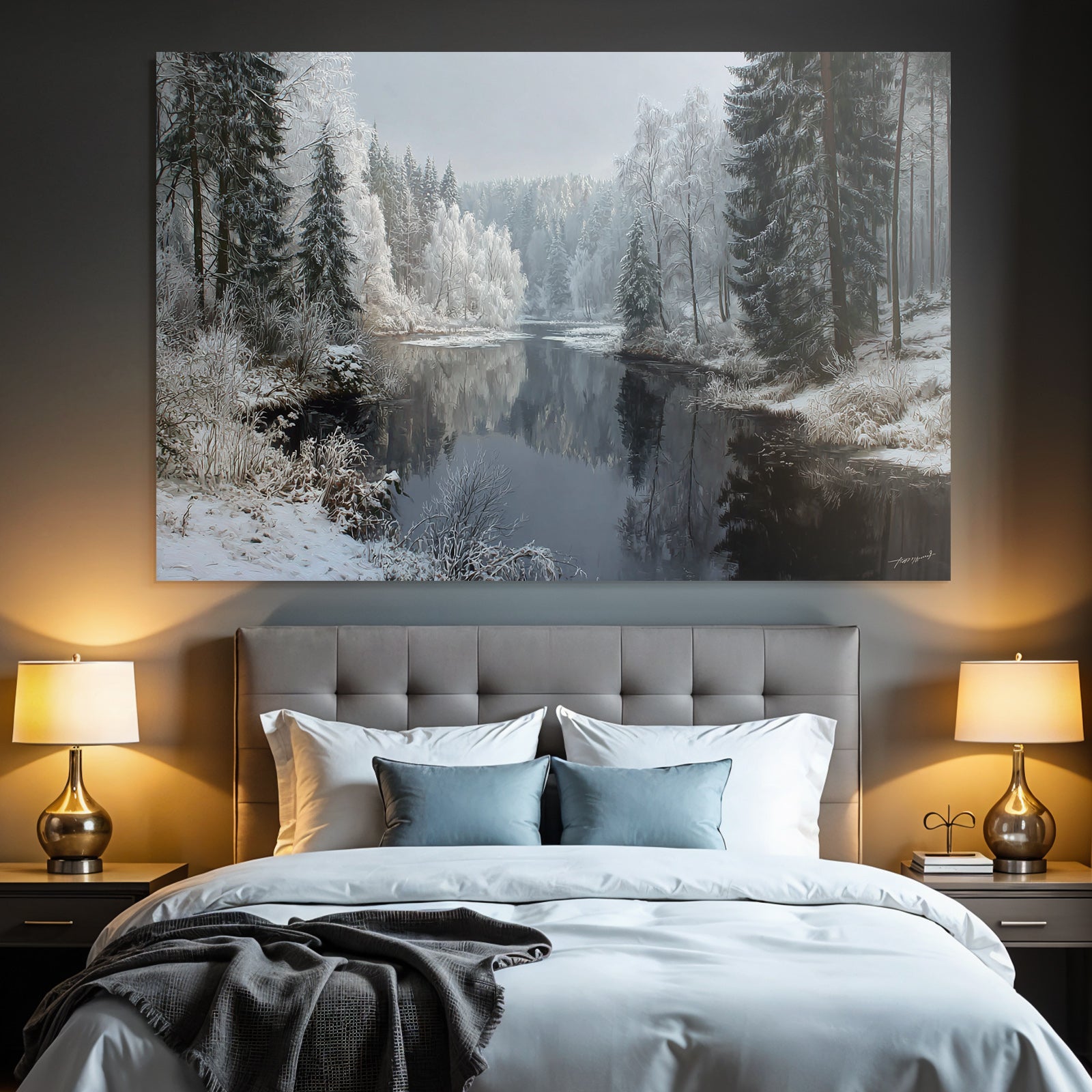 winter winter landscape reflection river snow