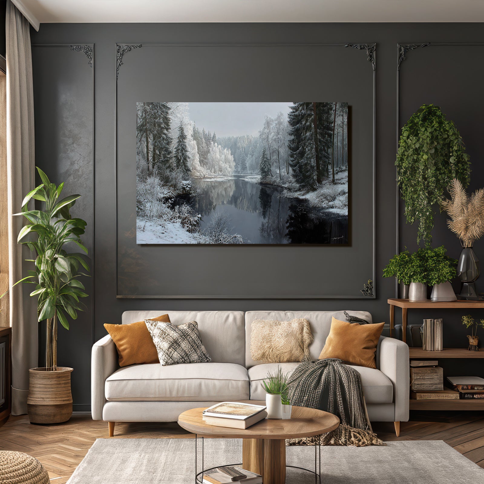 winter winter landscape reflection river snow