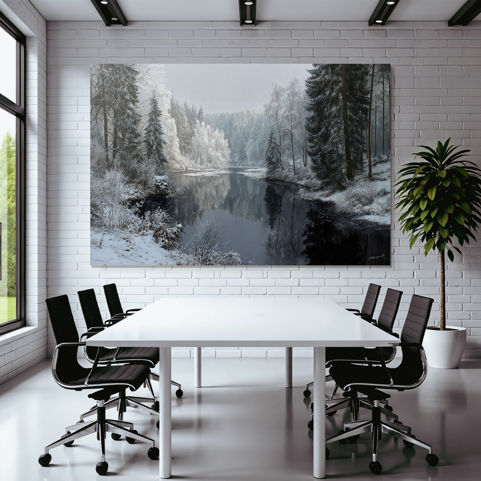 winter winter landscape reflection river snow