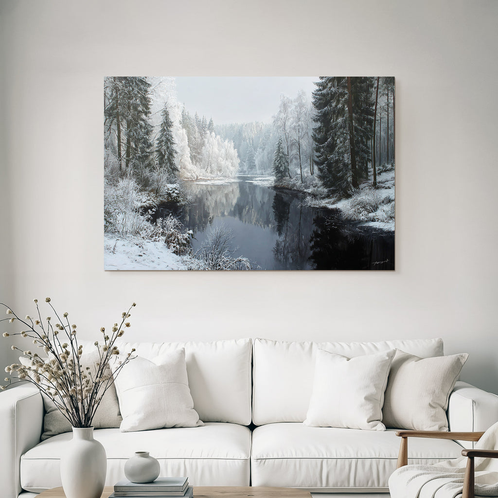 winter winter landscape reflection river snow
