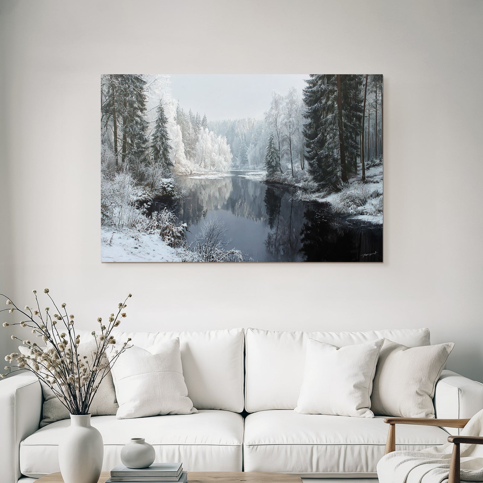 winter winter landscape reflection river snow