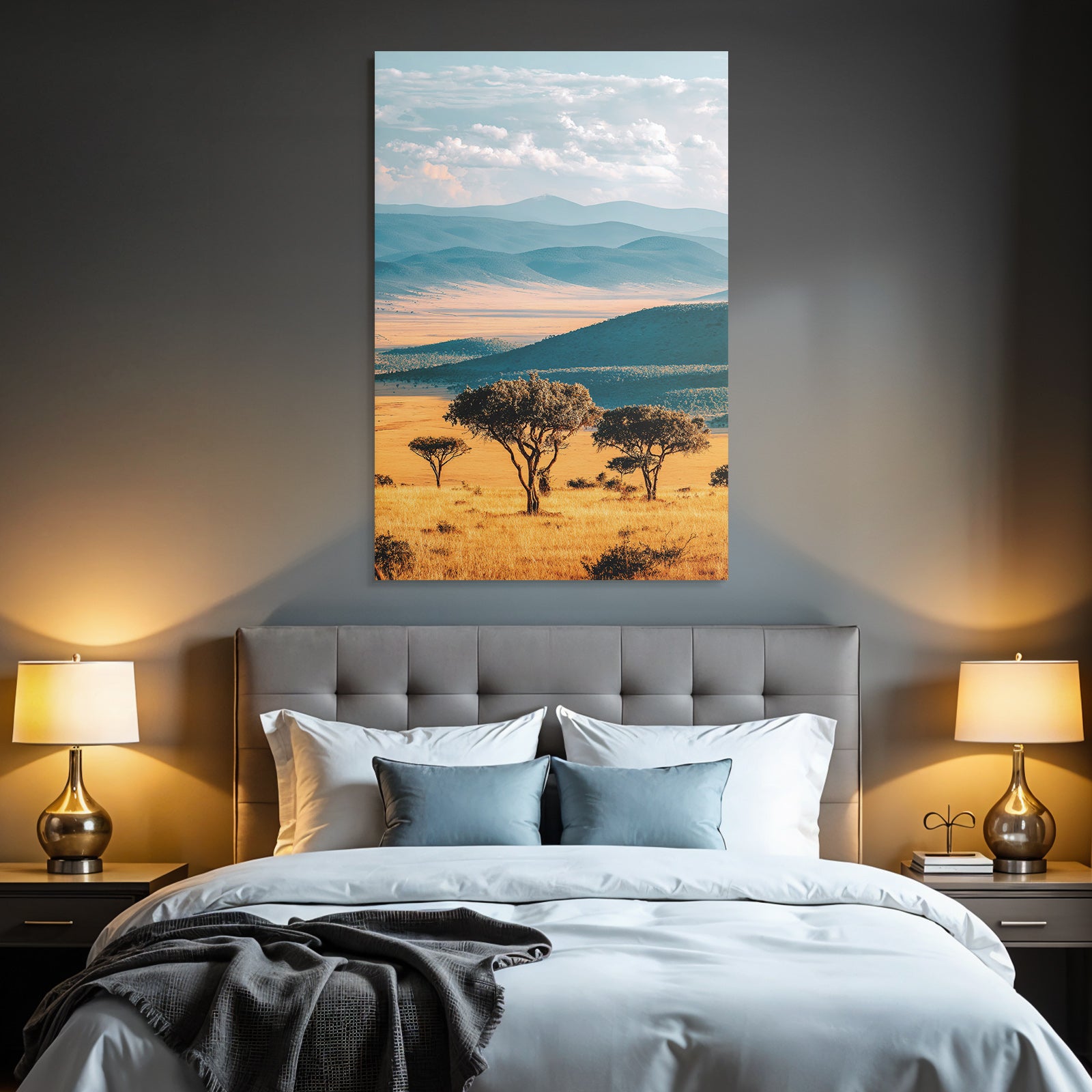 Desert Peaceful Countryside Landscape With Hills And Valleys