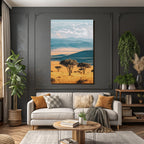 Desert Peaceful Countryside Landscape With Hills And Valleys